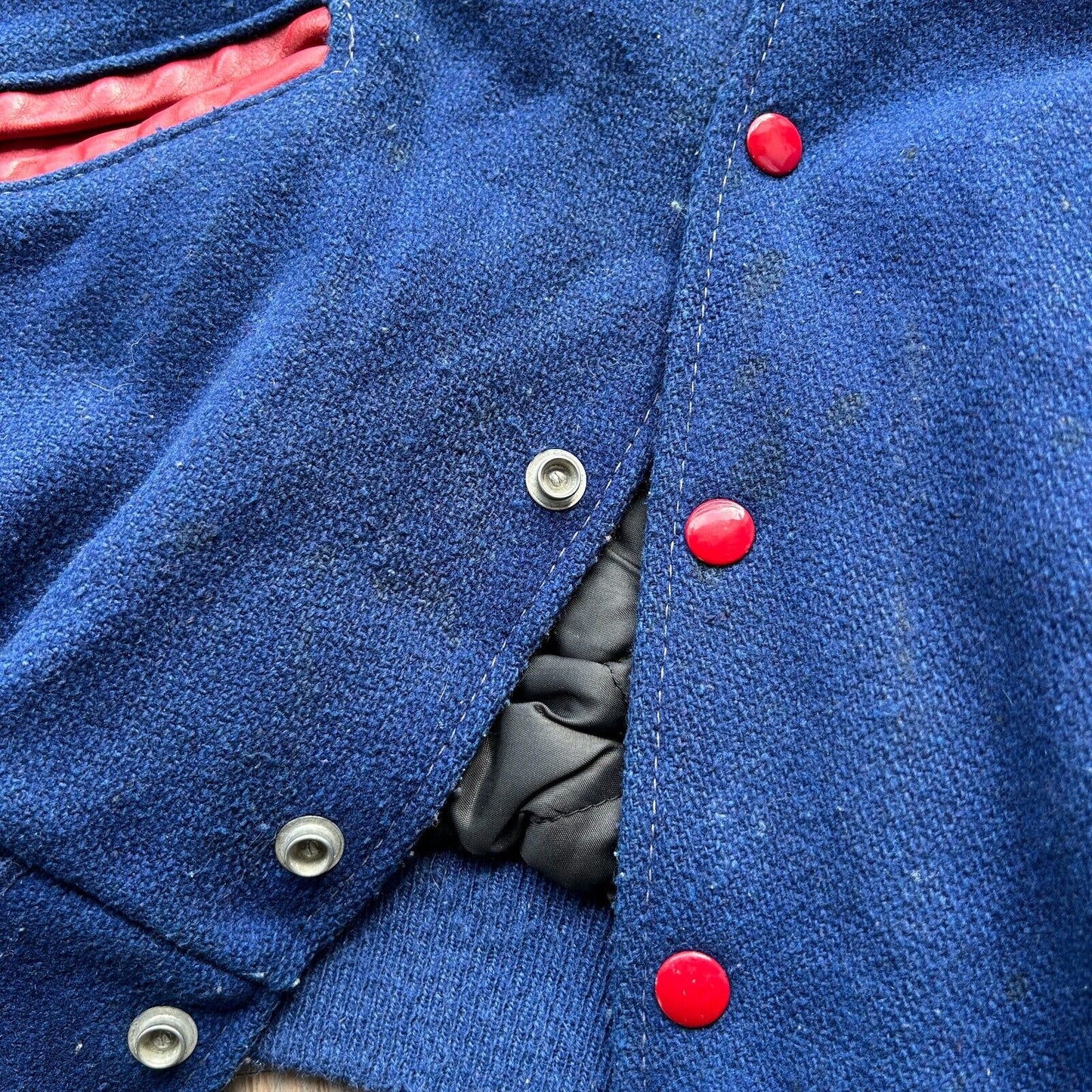 VINTAGE 80s | Thrashed Delong Blank Varsity Bomber Jacket sz L