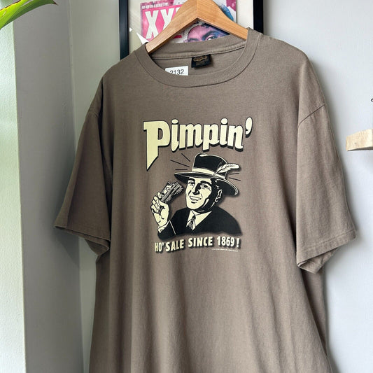 VINTAGE 1999 | PIMPIN' HO Sale Capital Concepts Olive T-Shirt sz XL Adult