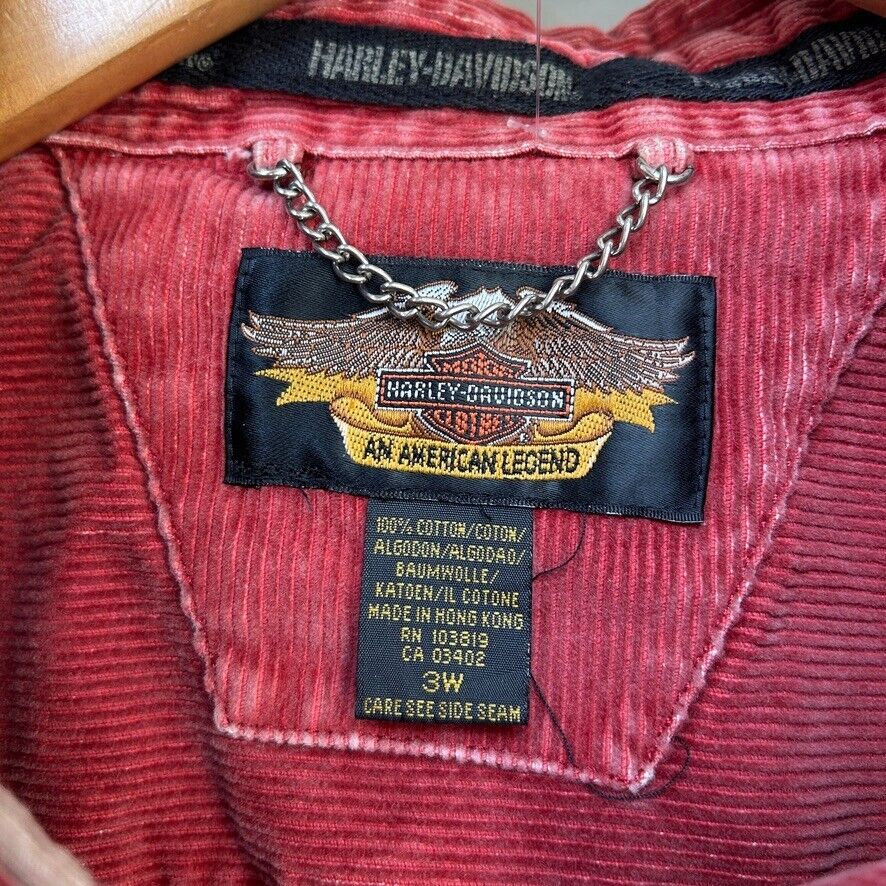 VINTAGE | Harley Davidson Corduroy Button Snap Shirt sz XXL