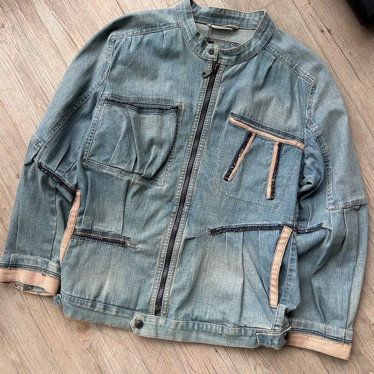 VINTAGE | Marithe Francois Girbaud Denim Cafe Racer Jacket sz M