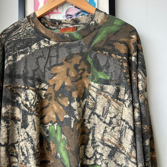 VINTAGE | Tree Bark Camo Long Sleeve T-Shirt sz XXL