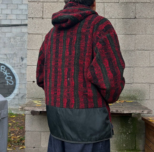 VINTAGE 90s | Bad Bones Reversible Pile Fleece Snowboard Jacket sz M/L