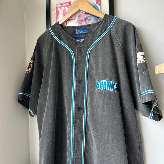 VINTAGE 90s | San Jose Sharks STARTER Baseball Jersey sz L