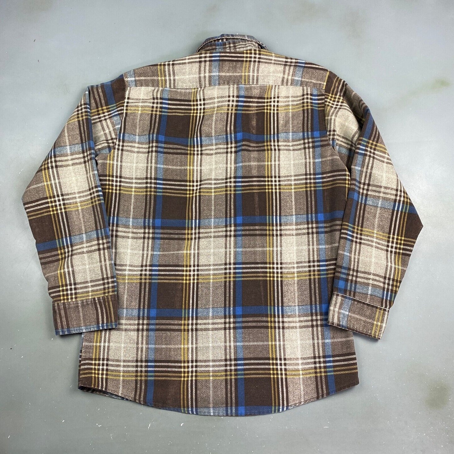 VINTAGE 90s Fieldmaster Brown Plaid Flannel Button Up Shirt sz Medium Adult