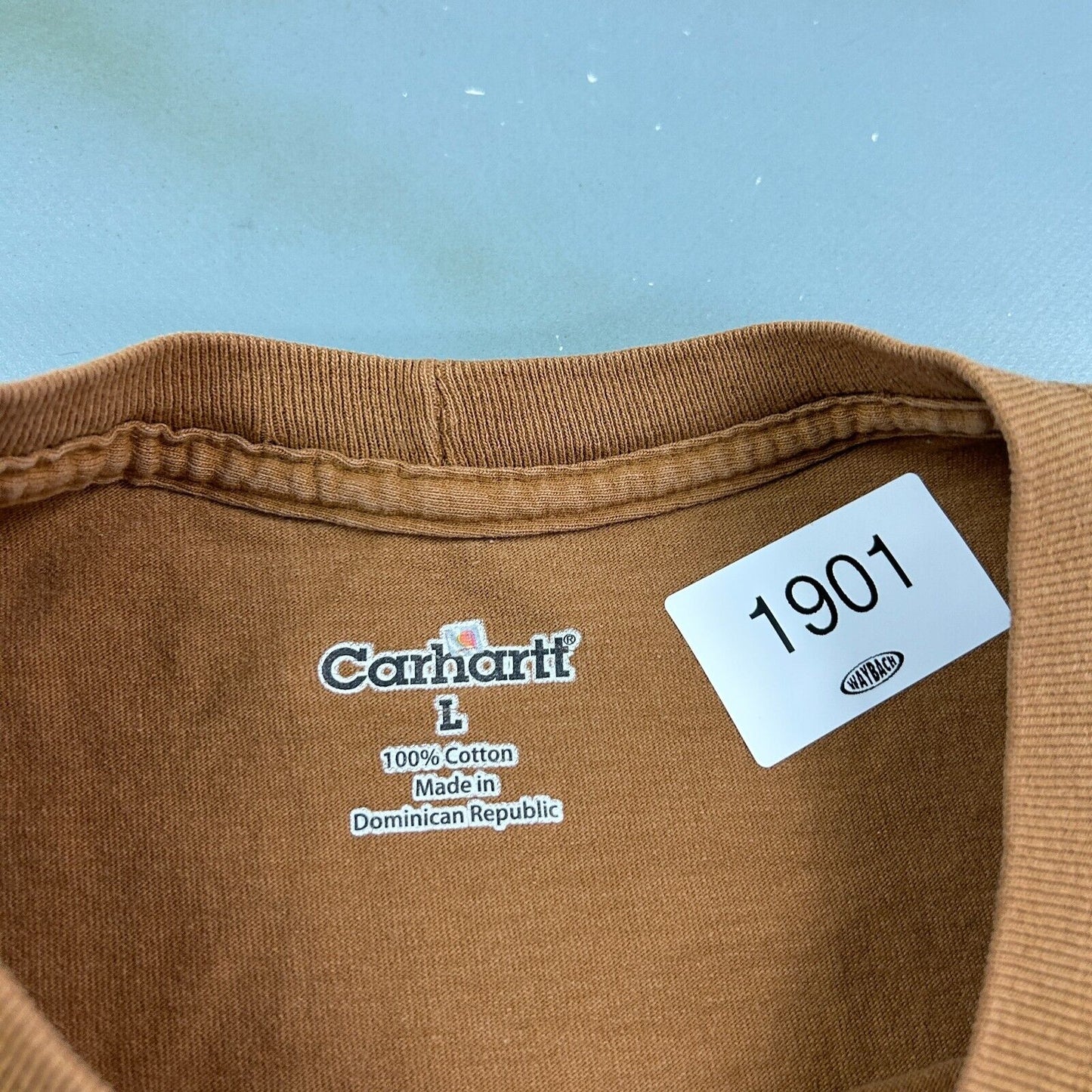 CARHARTT Logo Brown Pocket T-Shirt sz L Adult