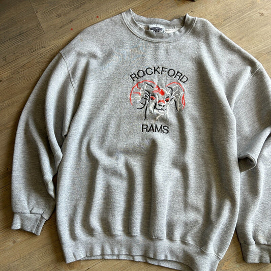 VINTAGE 90s | Rockford Rams Crew Sweater sz L