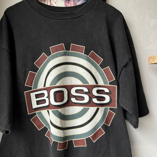 VINTAGE 90s | BOSS Faded Black T-Shirt sz XL