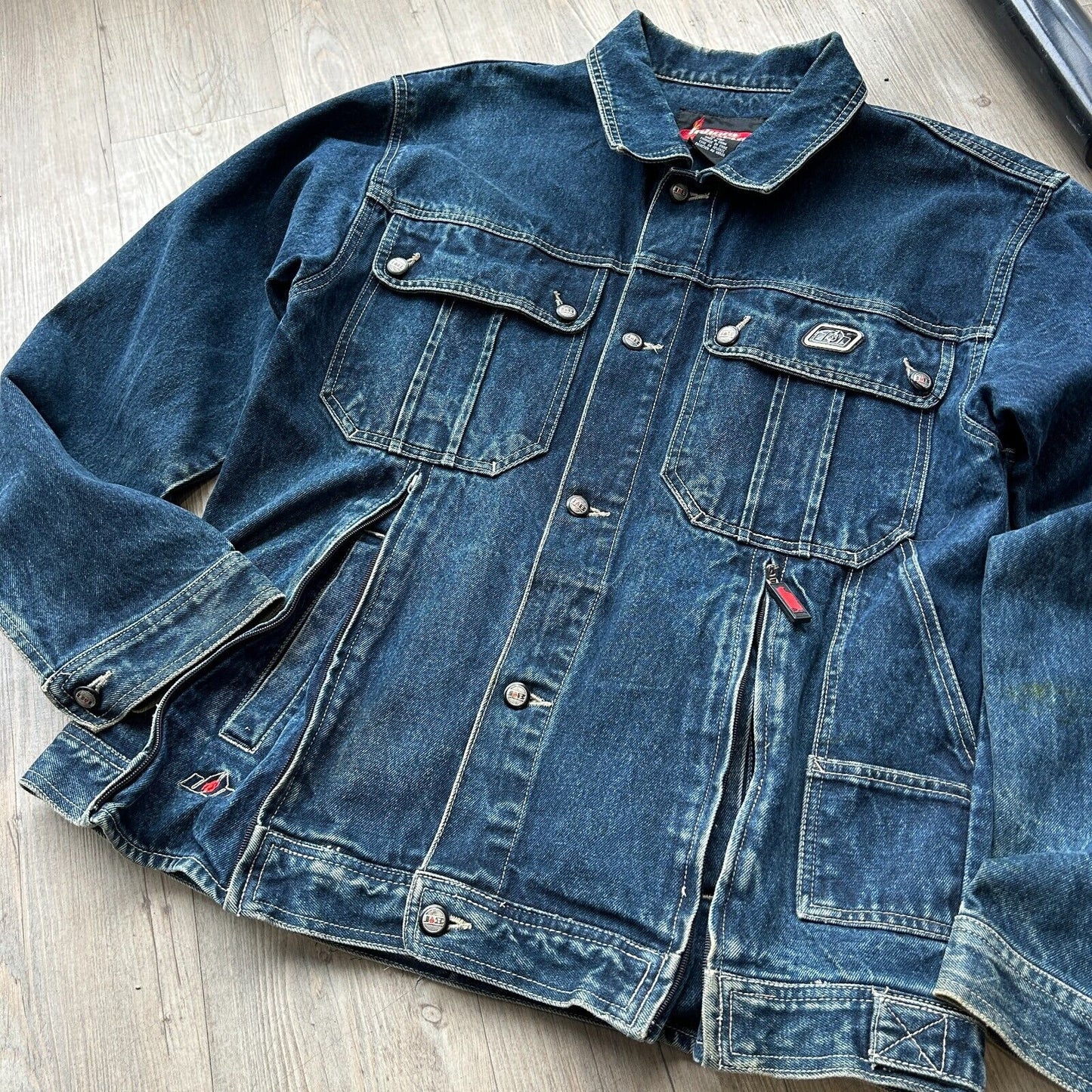 VINTAGE | Johnny Blaze Hidden Zip Pocket Denim Trucker Jacket sz L