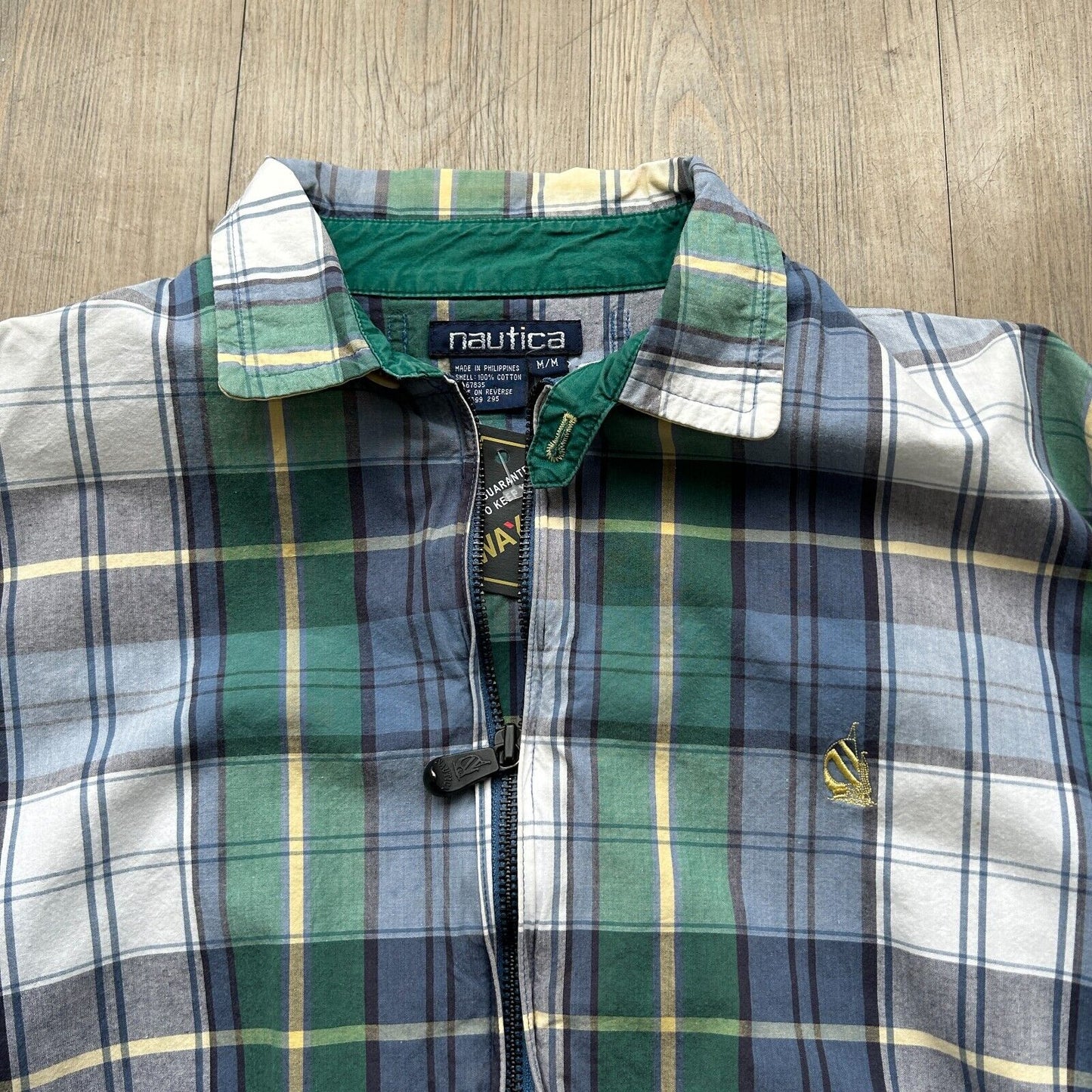VINTAGE | Nautica Pastel Plaid Harrington Jacket sz M Adult