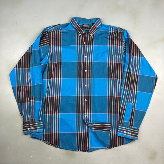 VINTAGE 80s Bon Homme NY Striped Button Up Shirt sz Large Adult