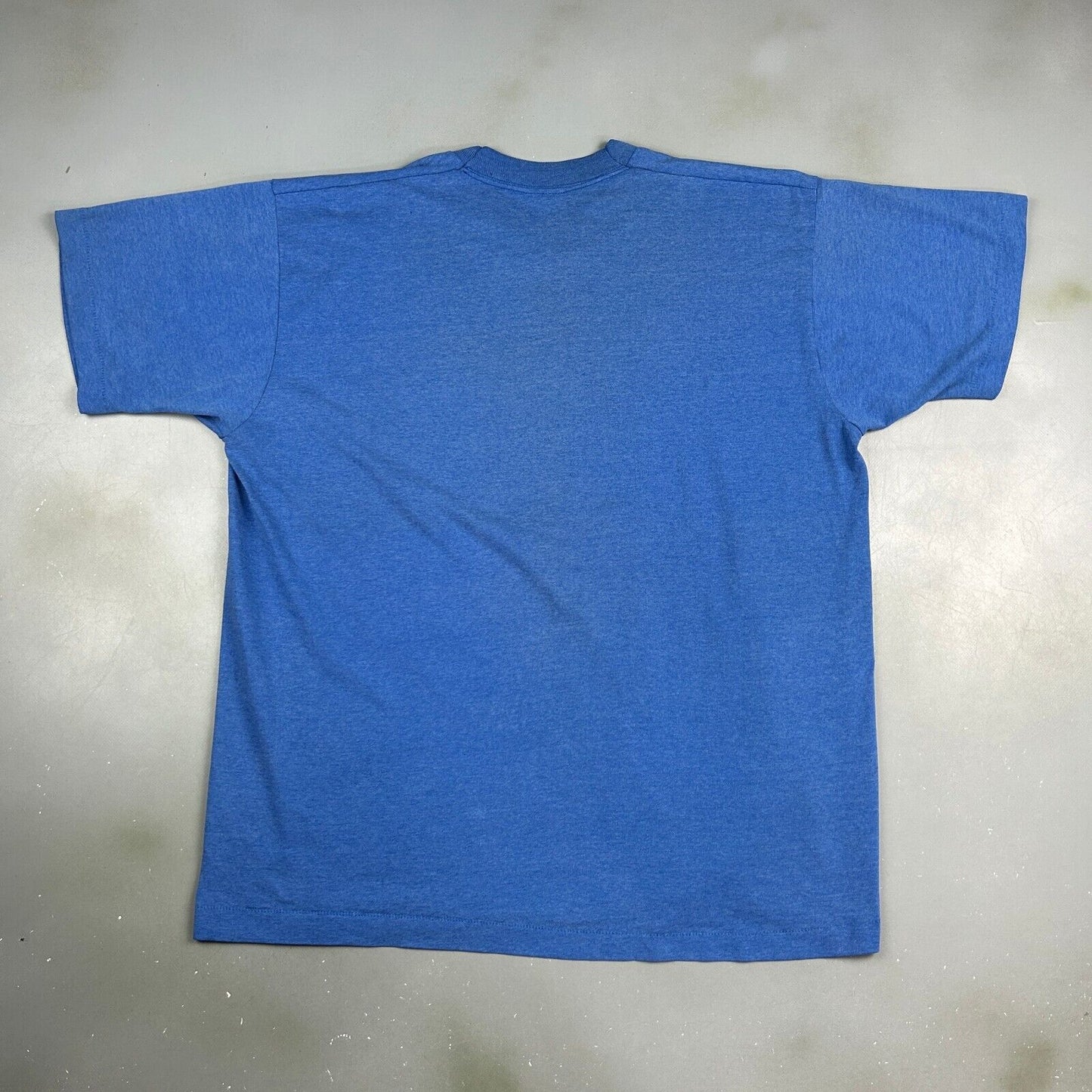 VINTAGE 90s Blank Blue Single Stitch T-Shirt sz Large Adult