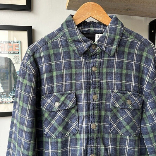 VINTAGE | Plaid Flannel Button Snap Thermal Lined Button Down Shirt sz L