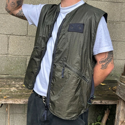 1996 STONE ISLAND | Reversible Ripstop Utility Vest Jacket sz L