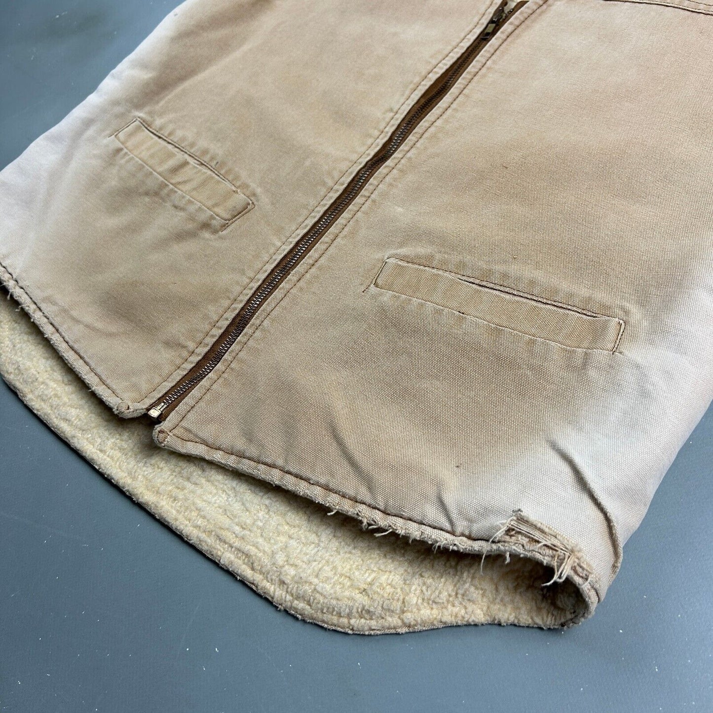 VINTAGE 90s Carhartt Faded Sherpa Lined Vest Jacket sz Large Men Adult MadeinUSA