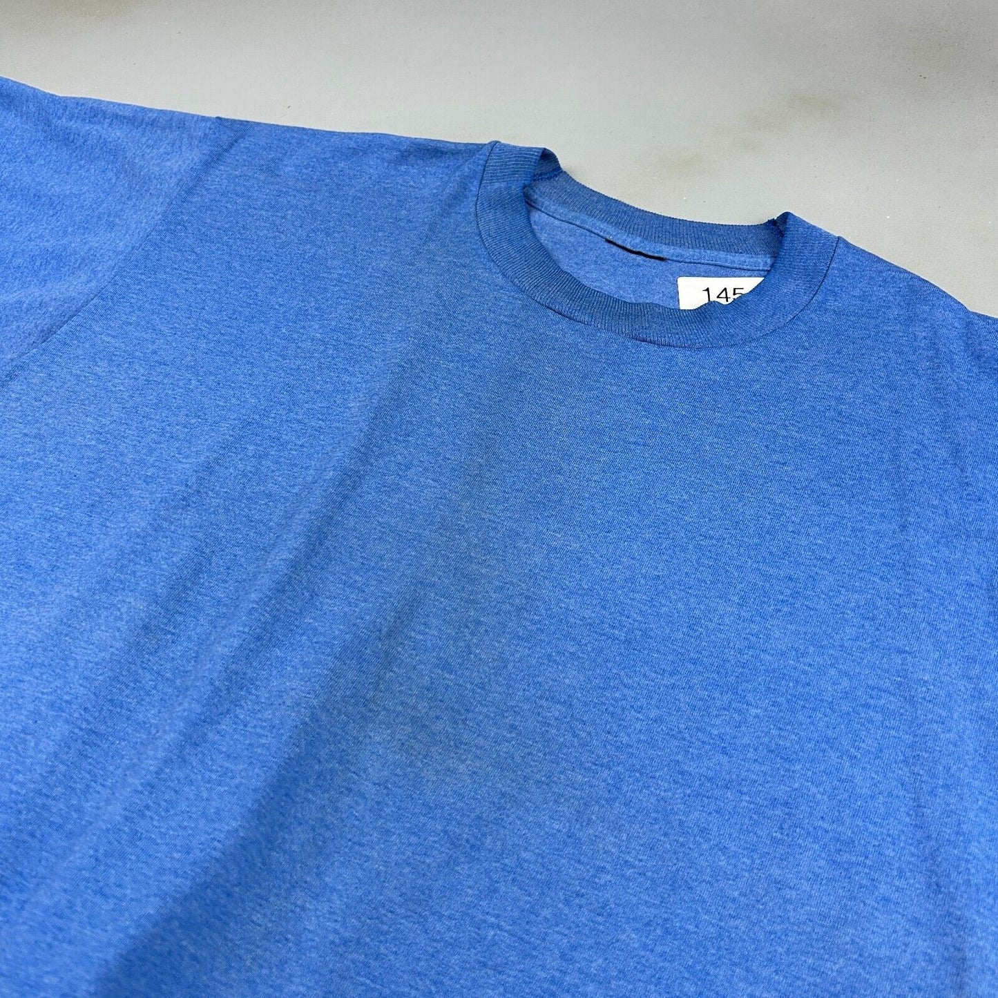 VINTAGE 90s Blank Blue Single Stitch T-Shirt sz Large Adult
