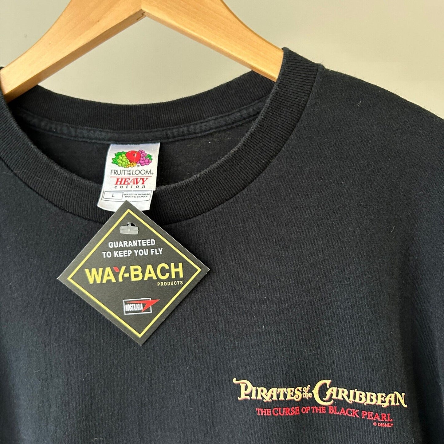 VINTAGE | Pirates Of The Caribbean Curse Of Black Pearl Movie Disney T-Shirt szL