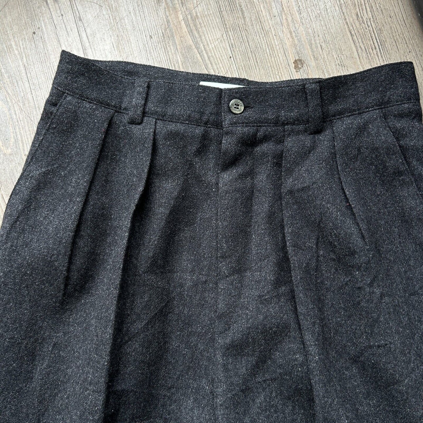 VINTAGE 80s | L.L Bean Black Wool Pleated Trouser Pants W29 L29