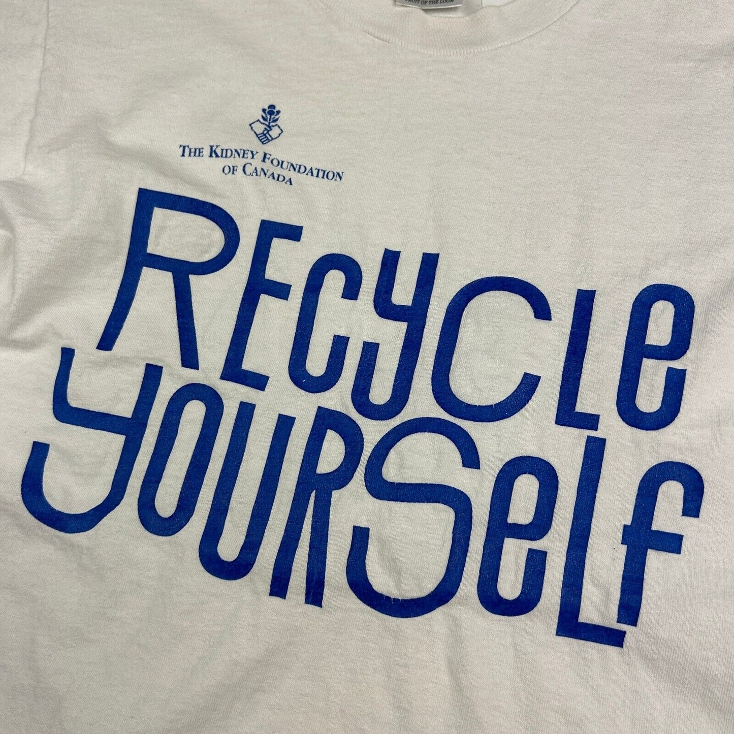 VINTAGE 90s | Recycle Yourself Kidney Foundation T-Shirt sz S-M Adult