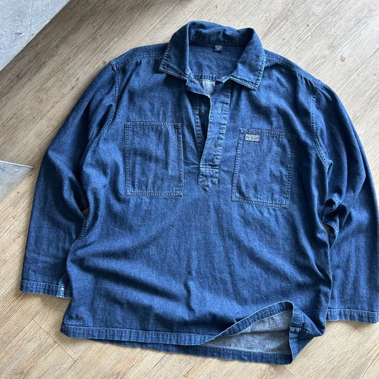 VINTAGE | Polo Sport Ralph Lauren Denim 1/4 Button Down Shirt sz XL