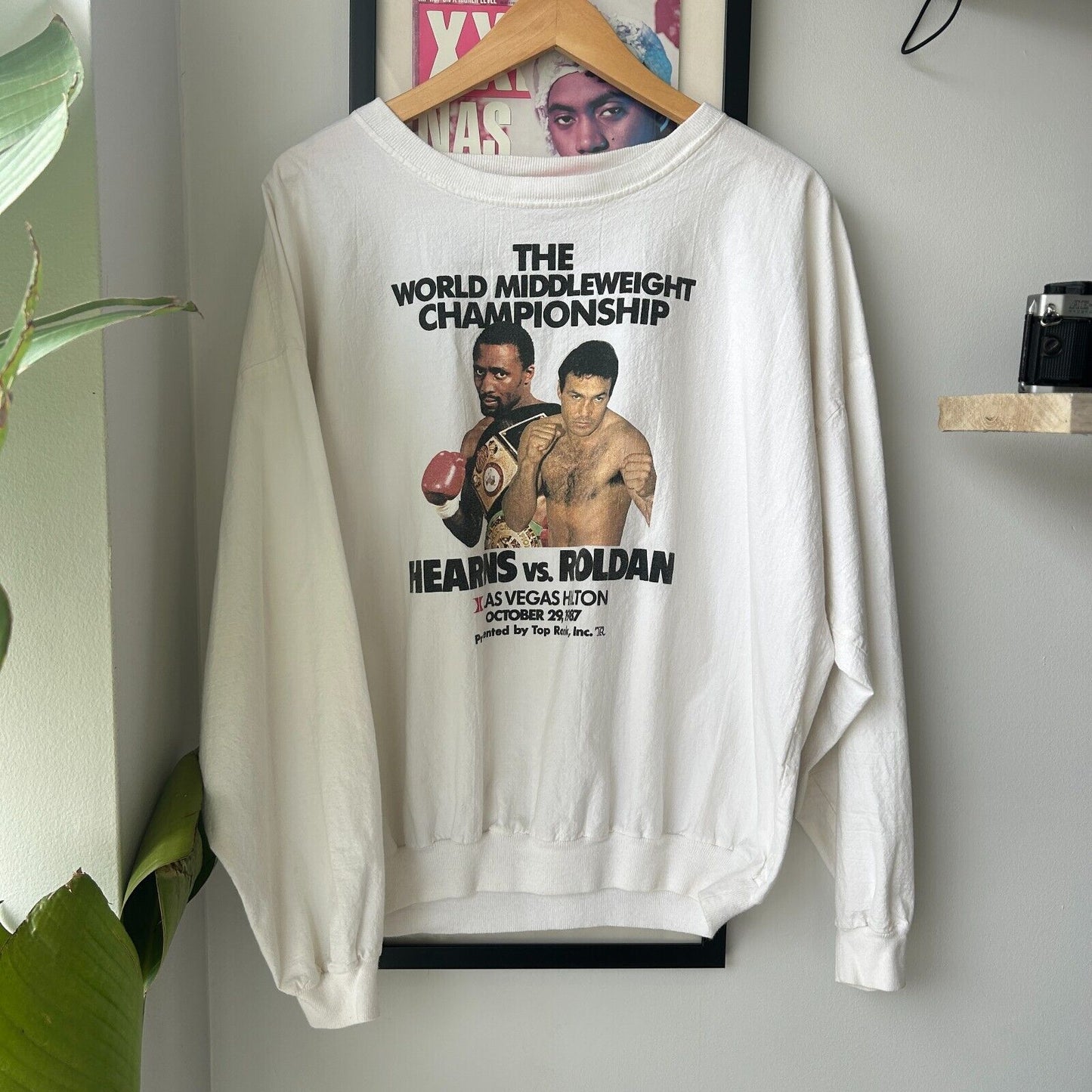 VINTAGE 80s | World Middleweight Championship Boxing Light Sweater sz M Adult