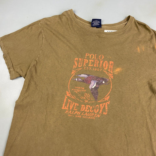 VINTAGE Ralph Lauren POLO Superior Sportsmen Brown T-Shirt sz Large Adult