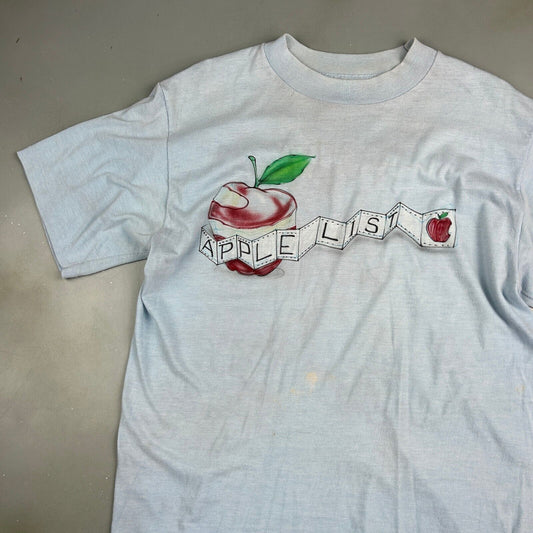 VINTAGE 70s-80s | Apple List Lite-Blue Airbrush Art T-Shirt sz M Adult