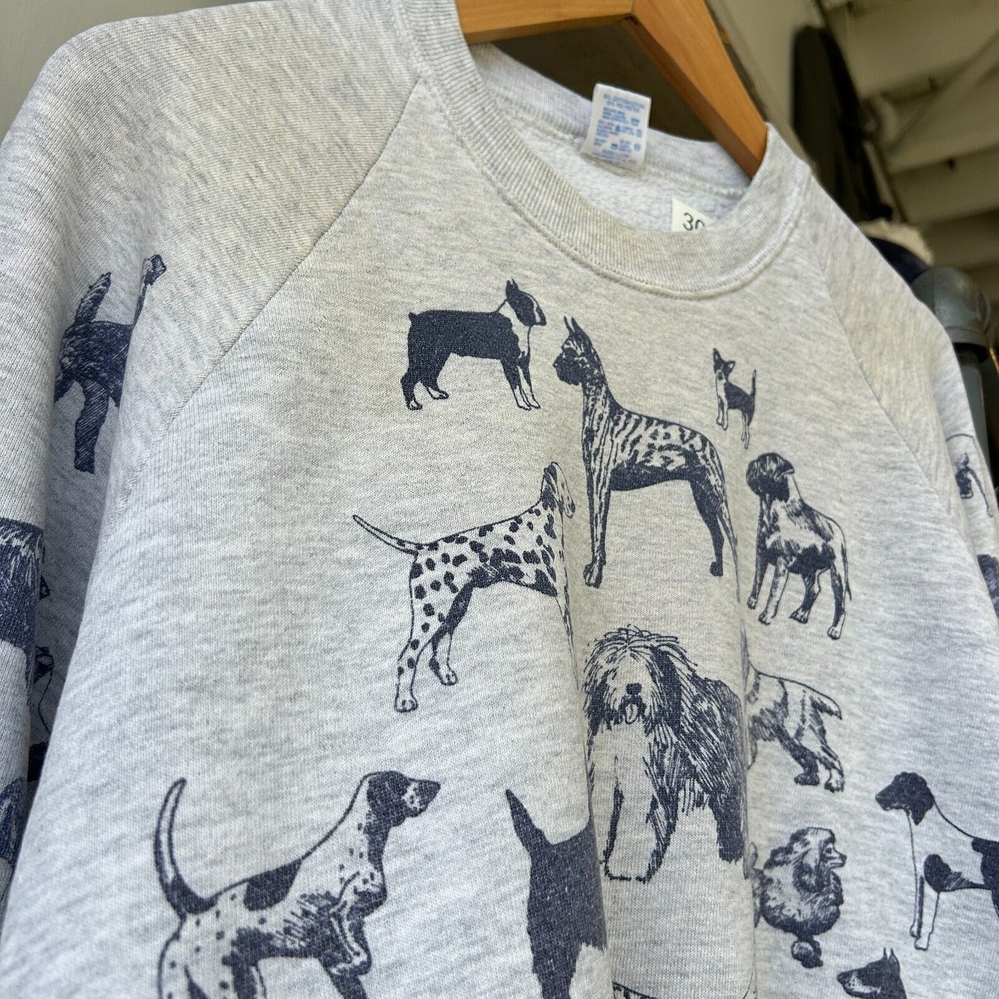 VINTAGE 90s | All Over Dog Print Crew Sweater sz L