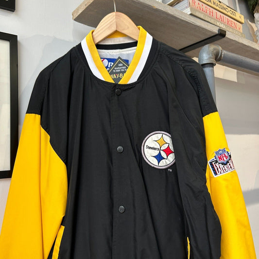 VINTAGE 90s | Pittsburgh Steelers NFL Button Snap Pro Player Jacket sz XL Adult