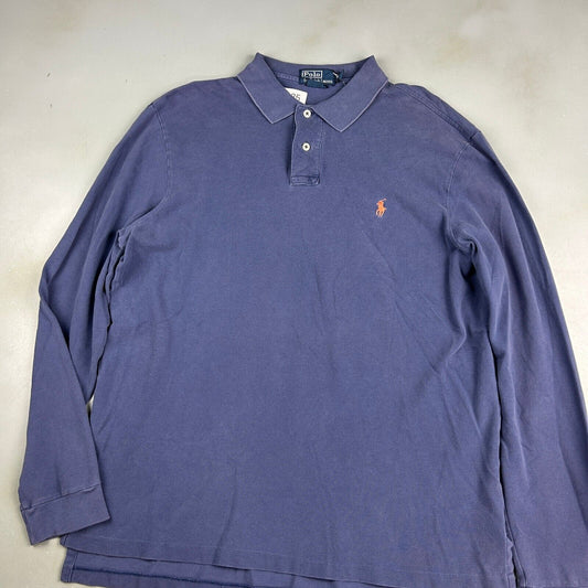 VINTAGE Ralph Lauren Sm Logo Navy Polo Rugby Shirt sz XL Adult