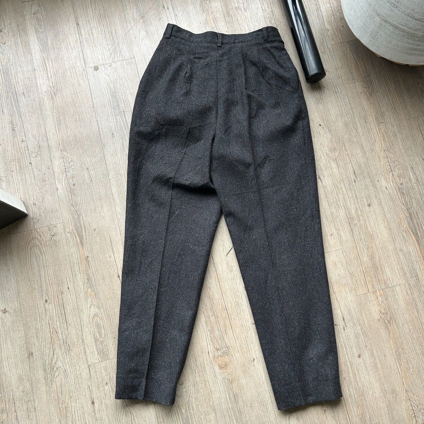 VINTAGE 80s | L.L Bean Black Wool Pleated Trouser Pants W29 L29