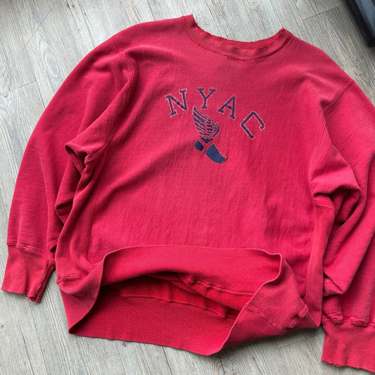 VINTAGE 80s | NYAC Champion Reverse Weave Warm Up Crew Sweater sz XL