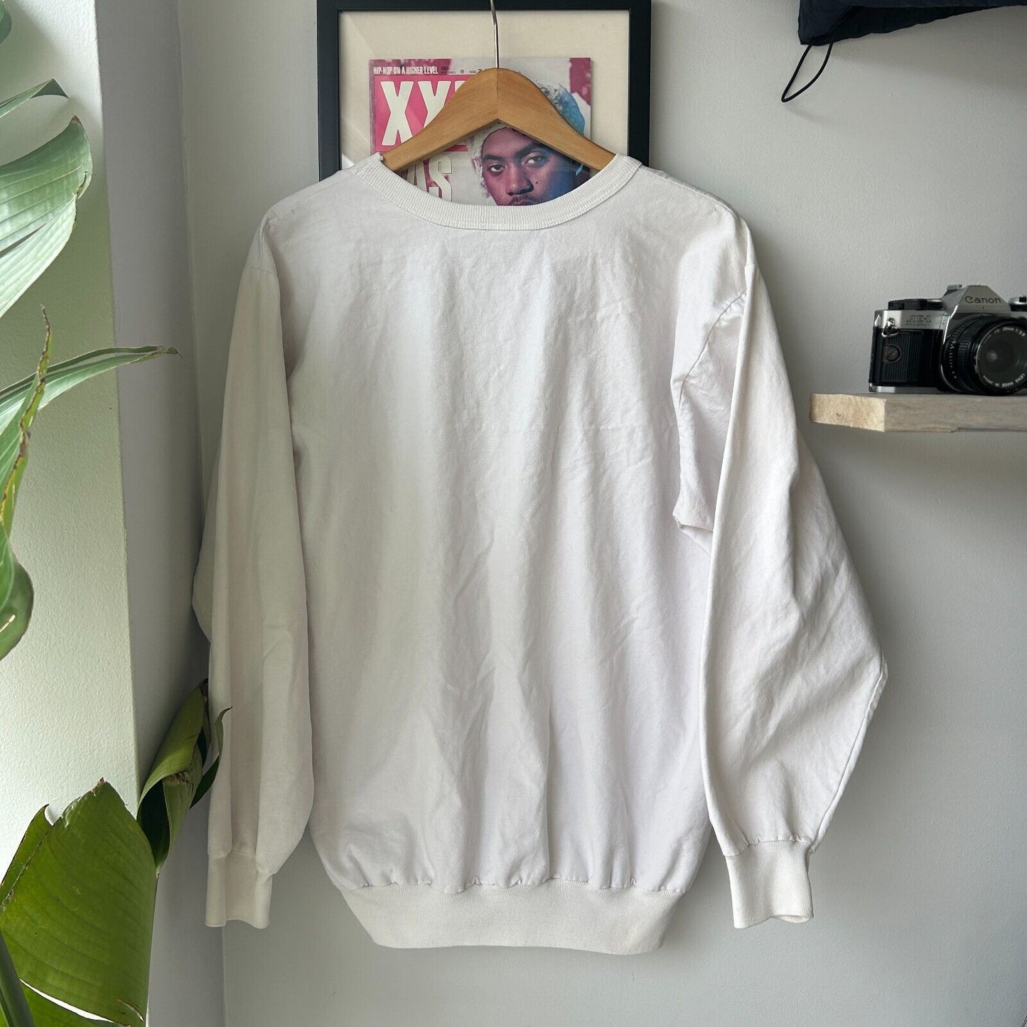 VINTAGE 80s | REEBOK Embroidered Logo White Cotton Canvas Sweater sz M-L Adult