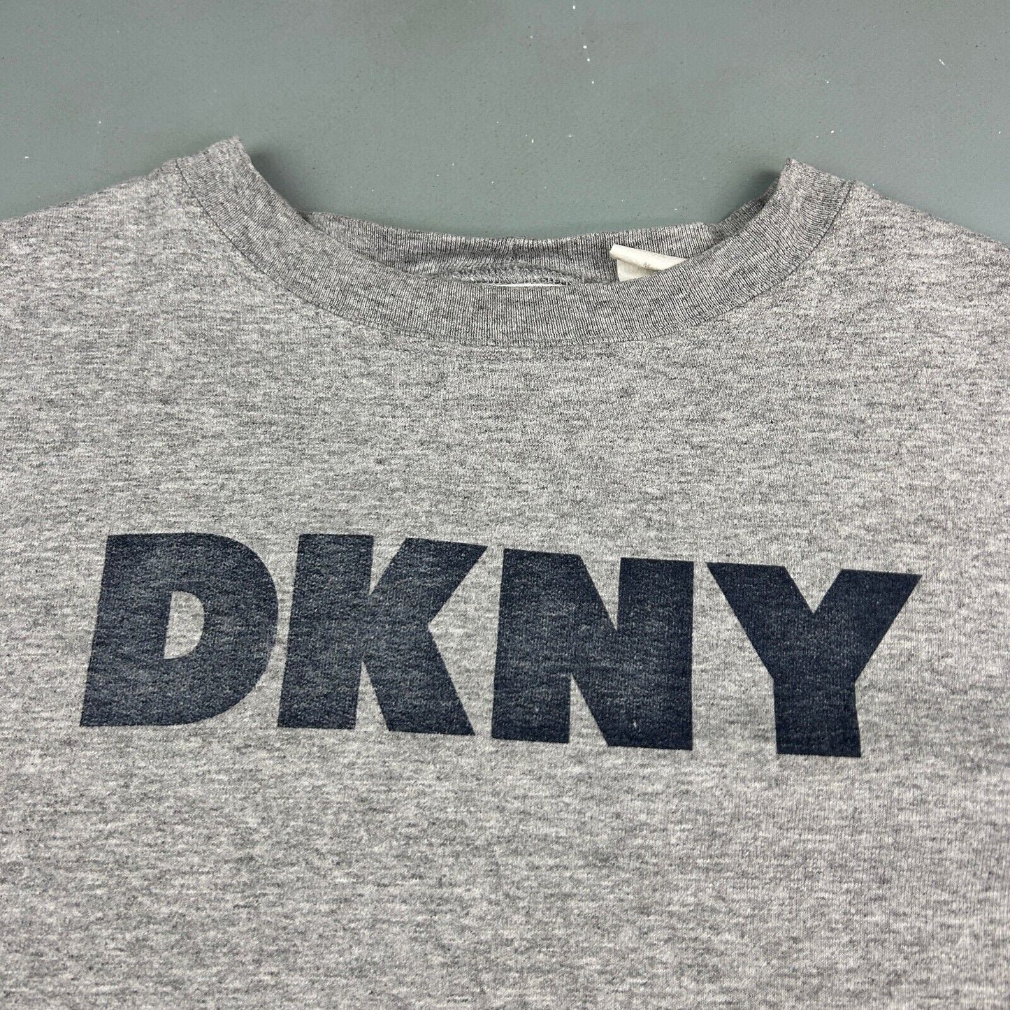 VINTAGE 90s DKNY Faded Logo Grey Crewneck Sweater sz Medium Adult