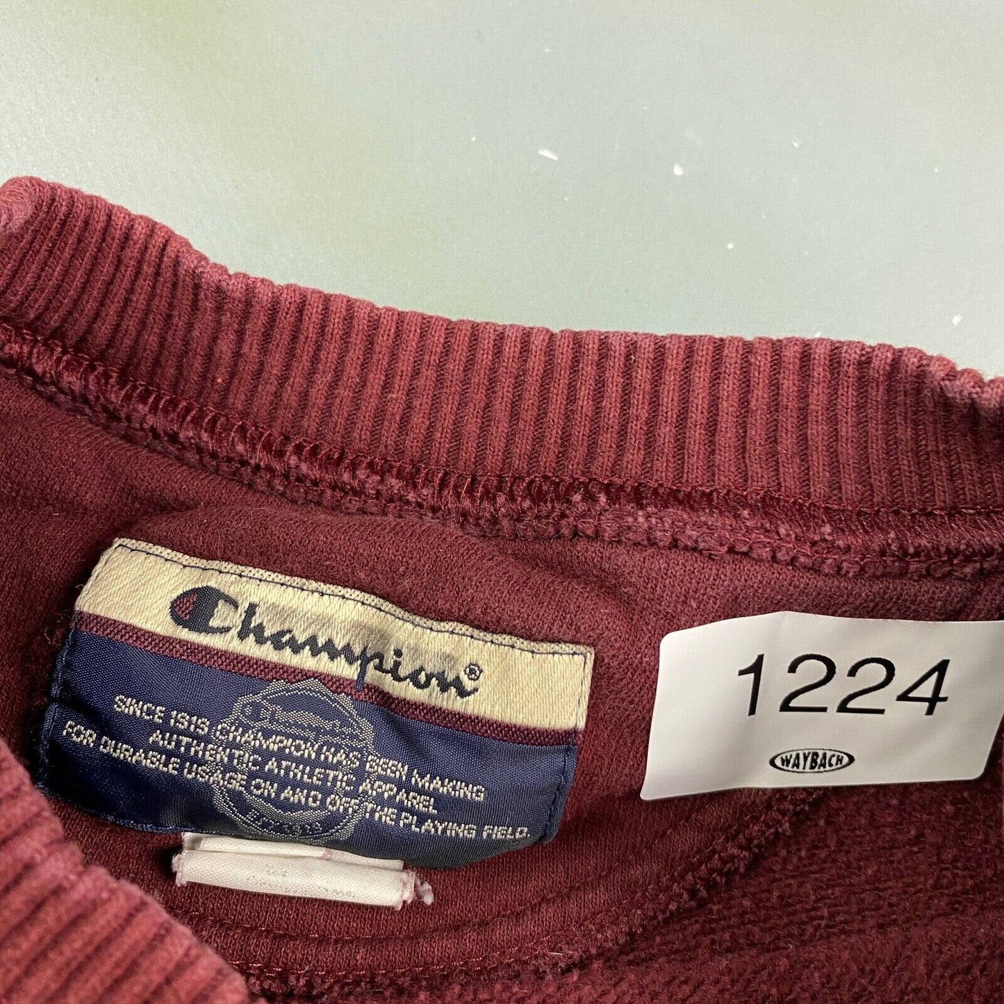 VINTAGE 90s Champion Maroon Heavyweight Blank Crewneck Sweater sz Large Adult