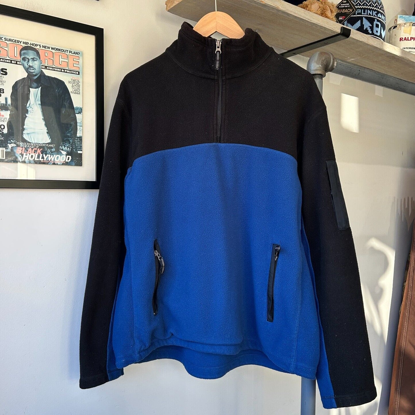 VINTAGE | GAP 1/4 Zip Collard Color Block Fleece Sweater sz XL