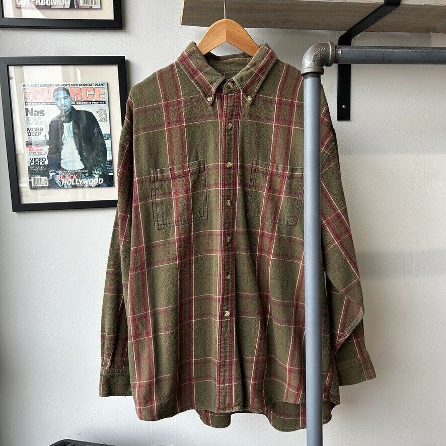 VINTAGE | G.H Bass & Co Earth-tone Plaid Button Down Shirt sz XL