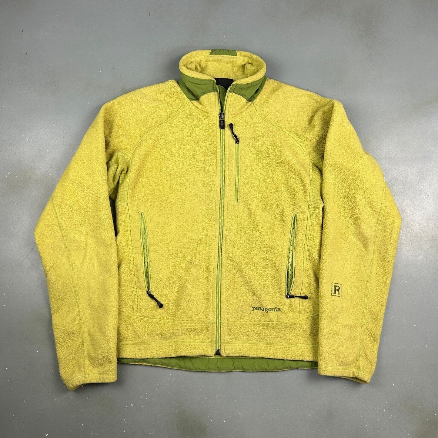 VINTAGE Patagonia Yellow Full Zip Tech R Fleece Sweater sz Small Womens
