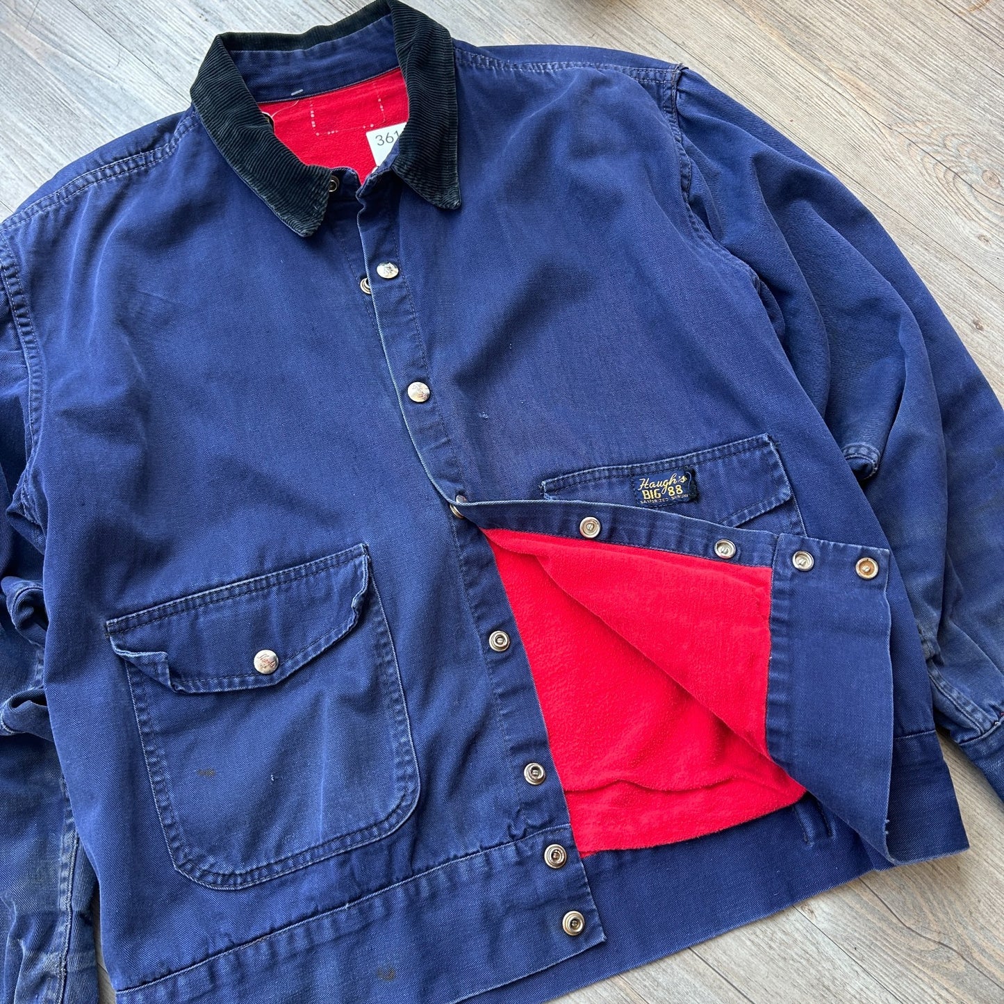 VINTAGE 1950s | Haughs Big 88 Button Snap Work Jacket sz L