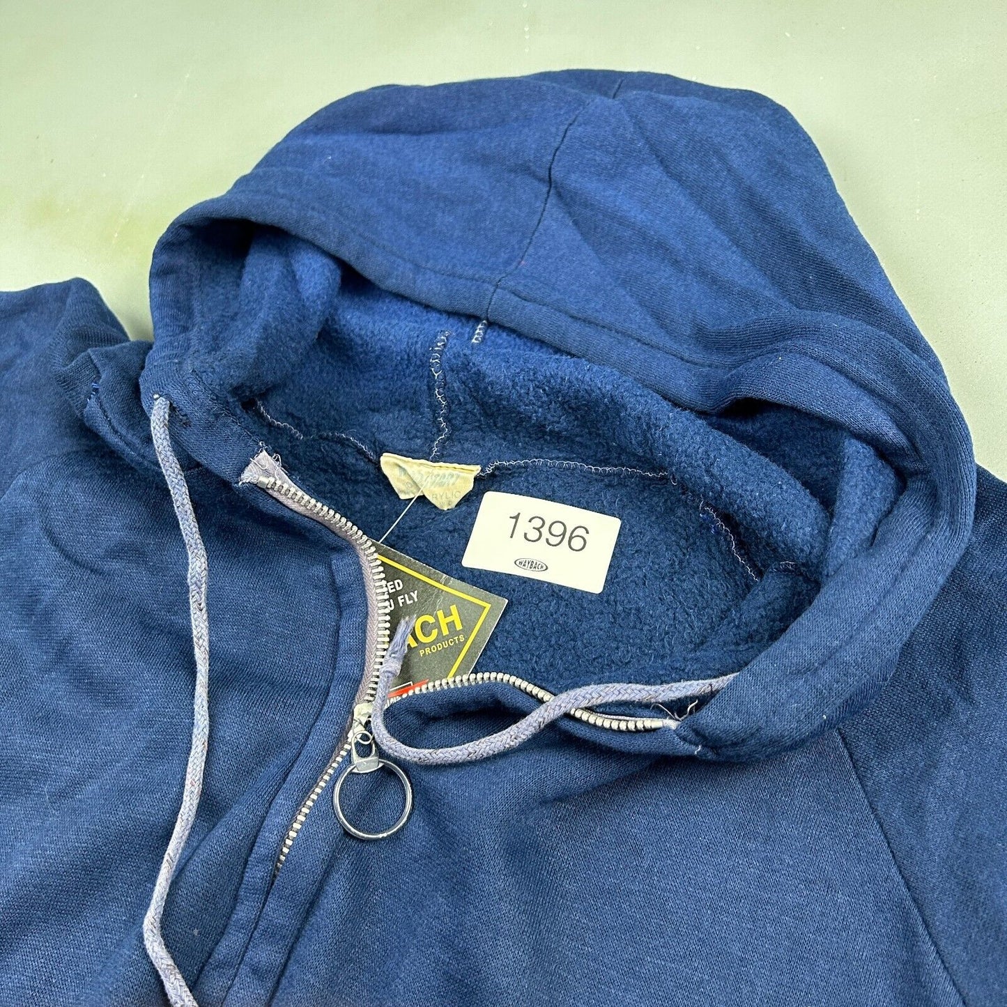 VINTAGE 80s Head Start Sun Kissed Blank Blue Zip Up Hoodie Sweater sz M Adult