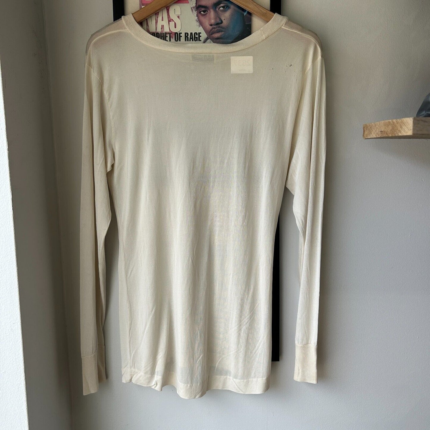 VINTAGE 80s | L.L Bean Sheer Spandex Cream Long Sleeve T-Shirt sz S