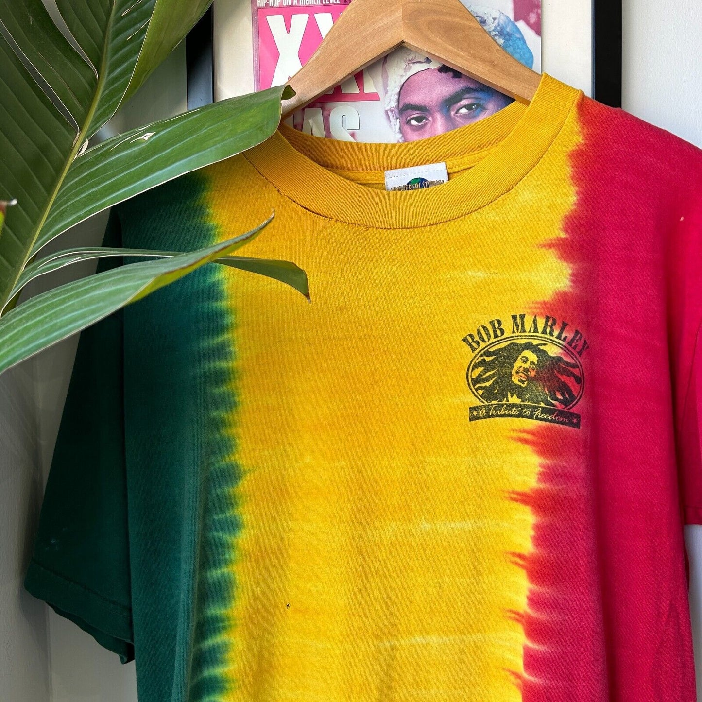 VINTAGE 90s | Bob Marley One Love One Heart Rasta Tye Dye T-Shirt sz M