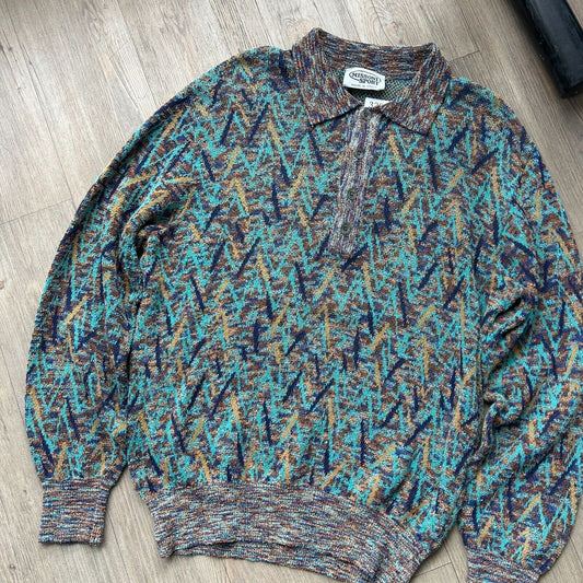 VINTAGE | Missoni Sport Collared Knit Sweater Made in Italy sz M