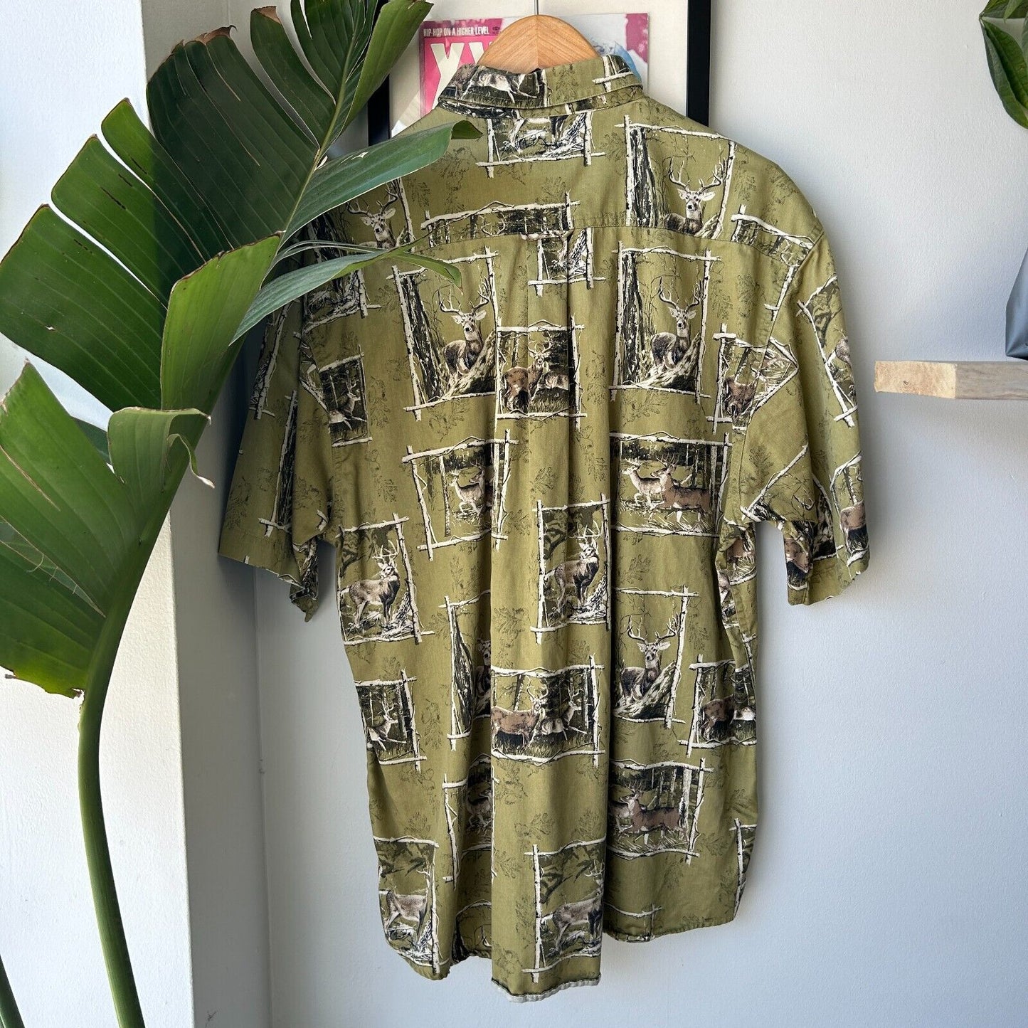 VINTAGE | Gallop Nature Deer Short Sleeve Button Down Shirt sz L
