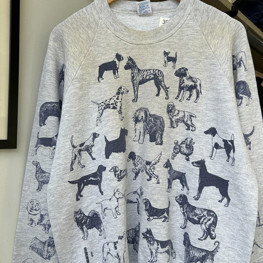 VINTAGE 90s | All Over Dog Print Crew Sweater sz L