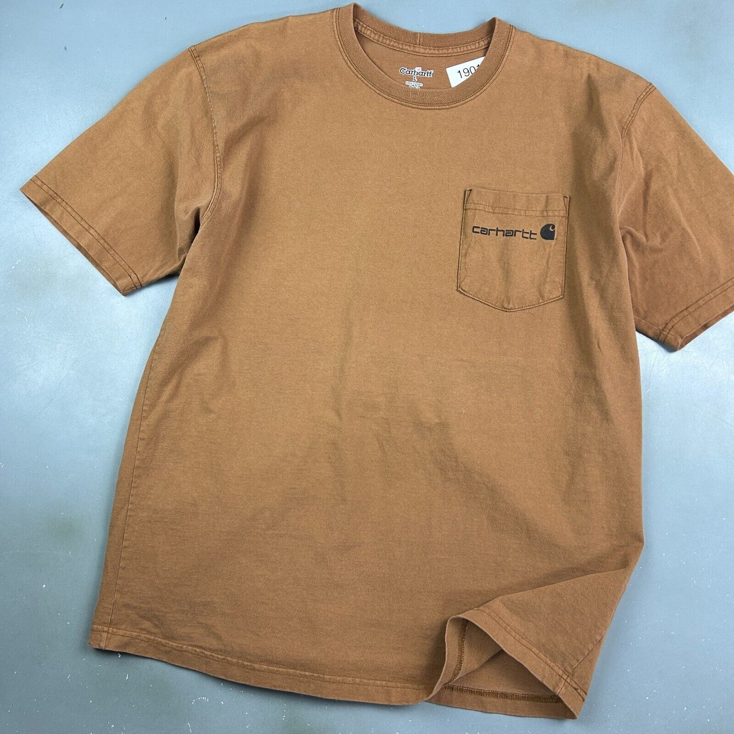 CARHARTT Logo Brown Pocket T-Shirt sz L Adult