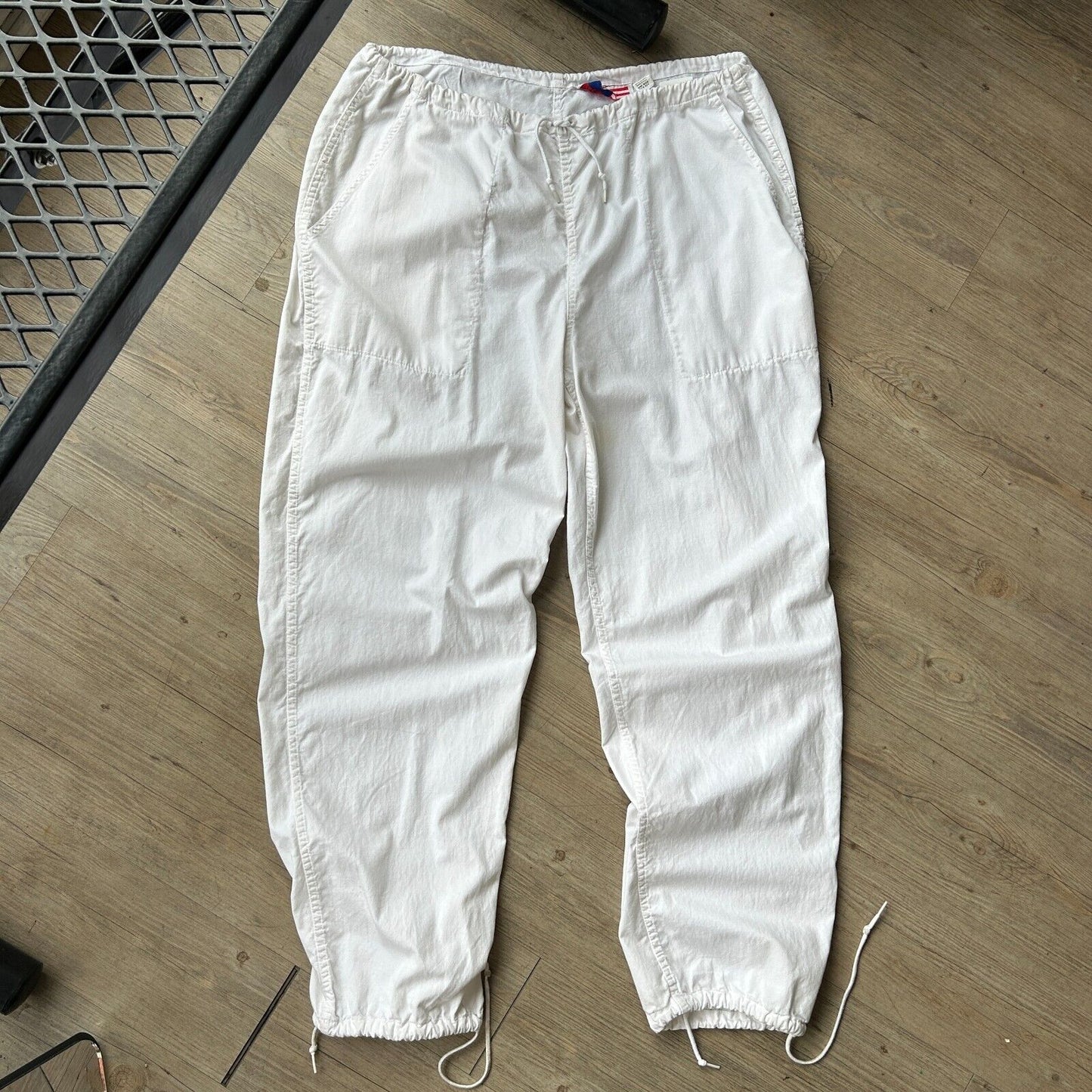 VINTAGE 90s | UFO White Cotton Parachute Baggy Pants sz OneSize