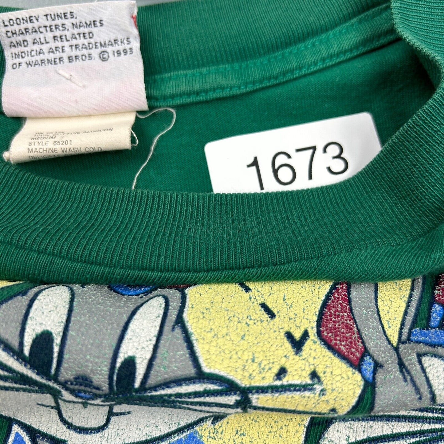 VINTAGE 1995 | BUGS BUNNY Scottish Argyle Cartoon T-Shirt sz M Adult