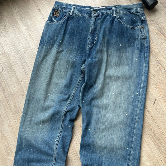 VINTAGE Y2K | Enyce Baggy Dotted Denim Jeans Pants sz W40 L34