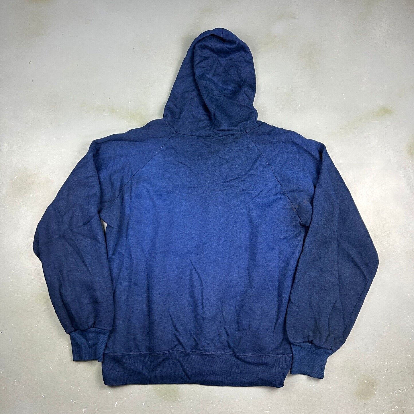VINTAGE 80s Head Start Sun Kissed Blank Blue Zip Up Hoodie Sweater sz M Adult