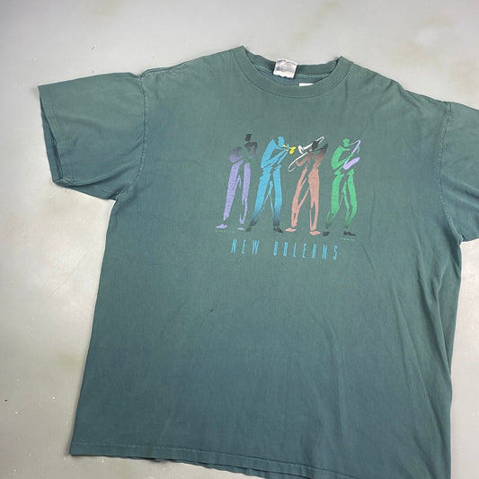 VINTAGE 90s New Orleans Faded Music T-Shirt sz XXL Men Adult